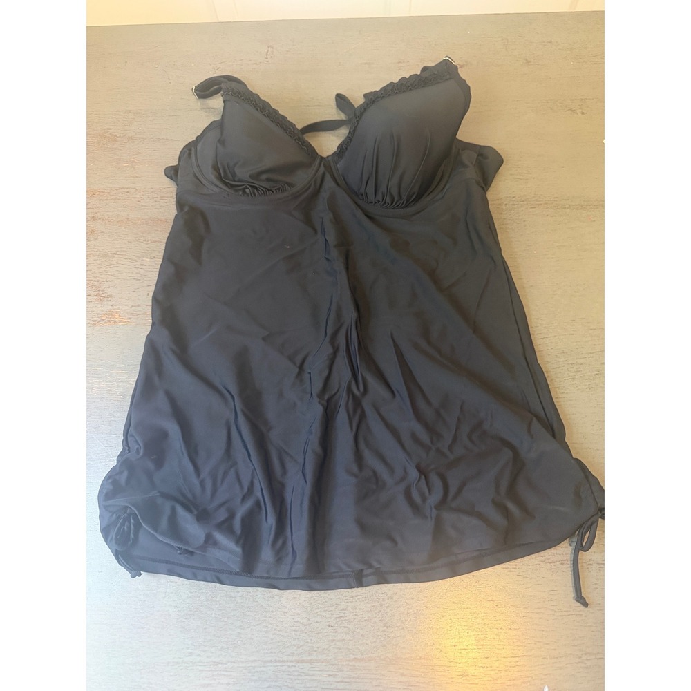 Smart & Sexy Black Underwire Tankini Swim Top Adjustable Straps 40D SA586